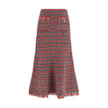 Self-Portrait Red Cotton Midi Skirt