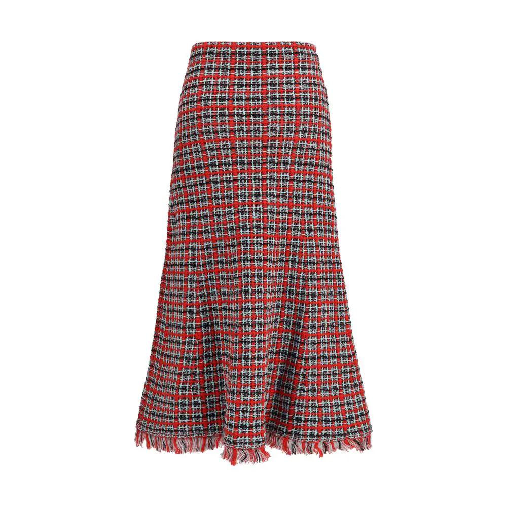 Self-Portrait Red Cotton Midi Skirt