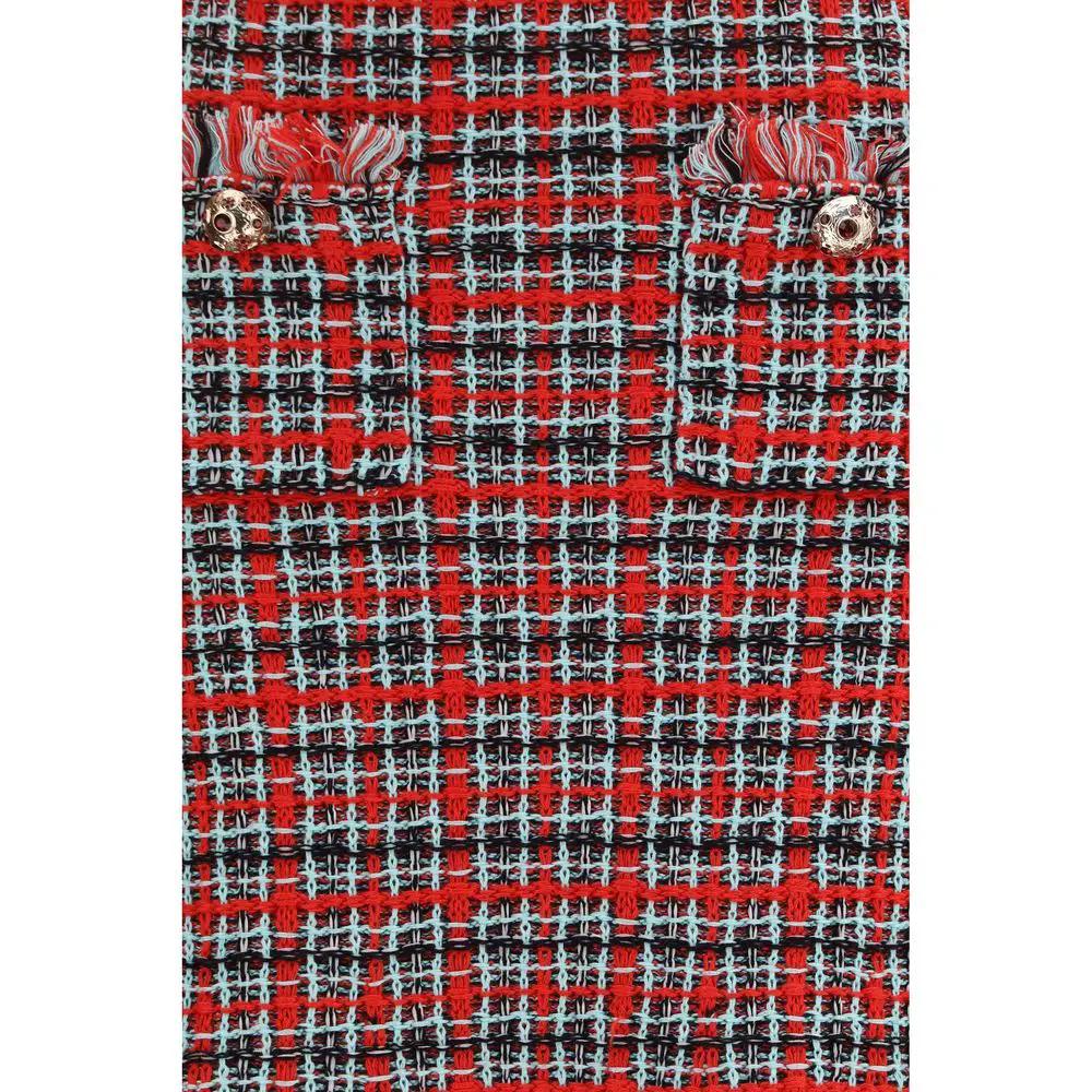 Self-Portrait Red Cotton Midi Skirt
