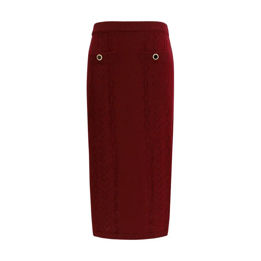Jupe midi en laine Bordeaux Oves Aries Alessandra Rich