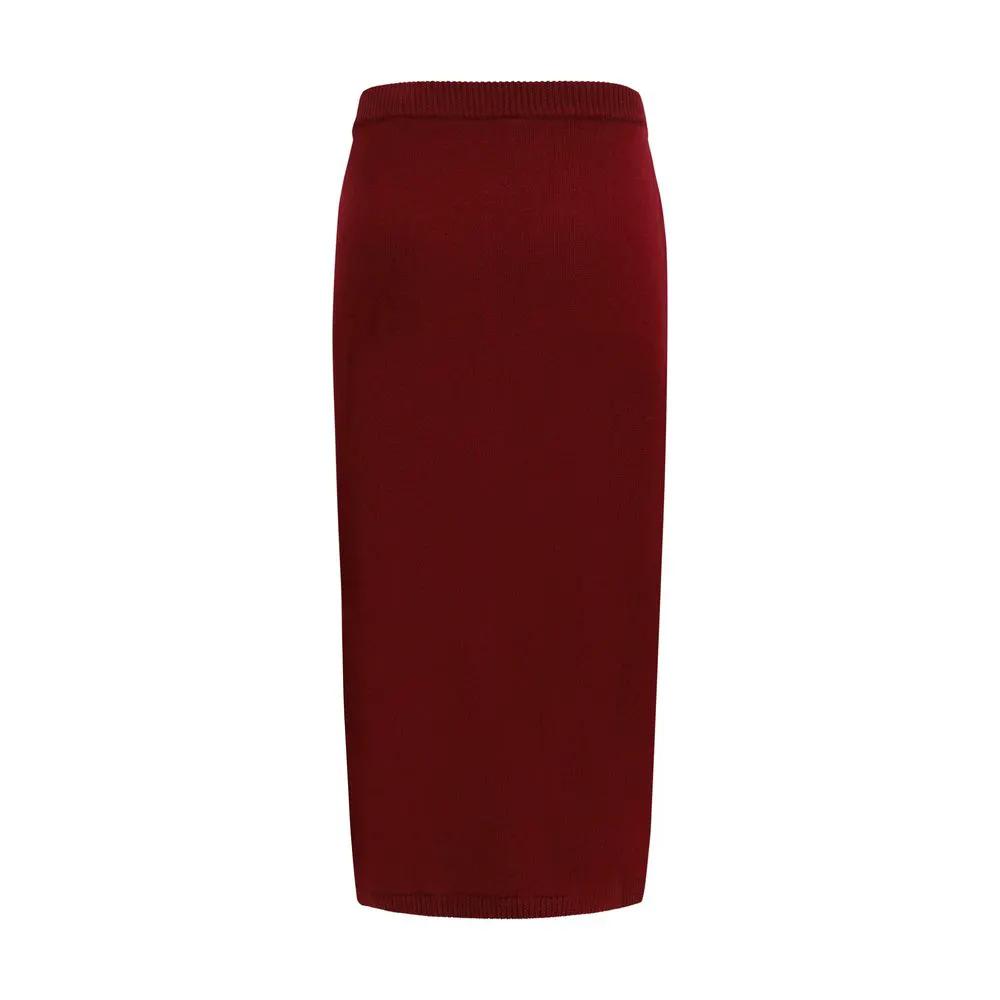 Jupe midi en laine Bordeaux Oves Aries Alessandra Rich