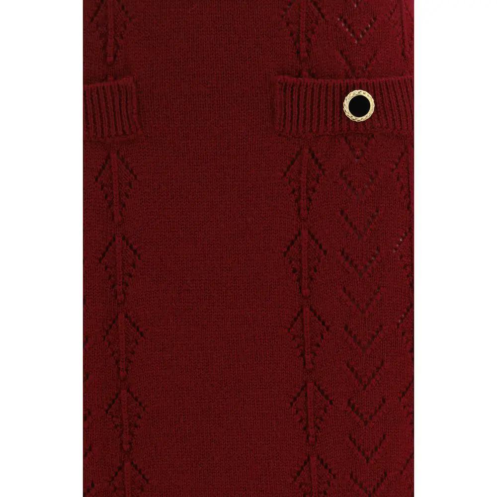 Jupe midi en laine Bordeaux Oves Aries Alessandra Rich