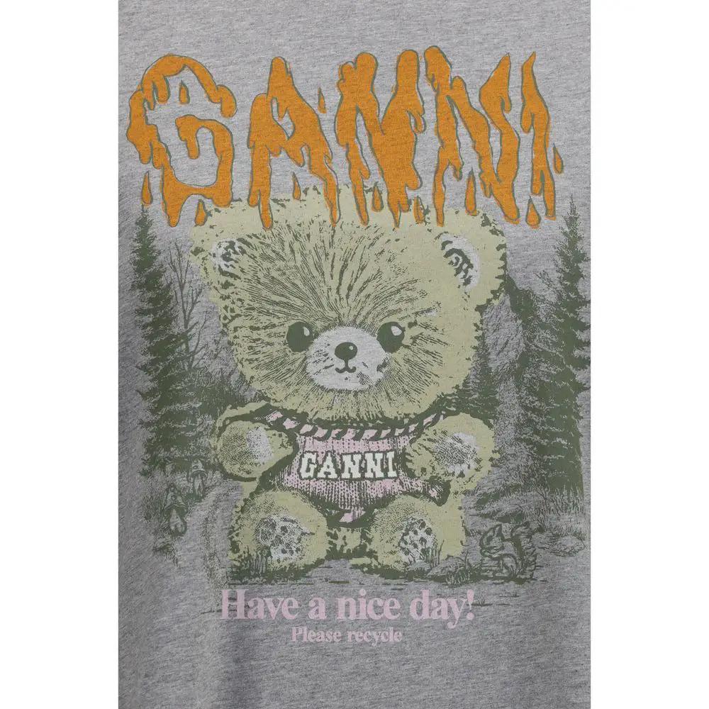 Ganni Gray Cotton T-Shirt