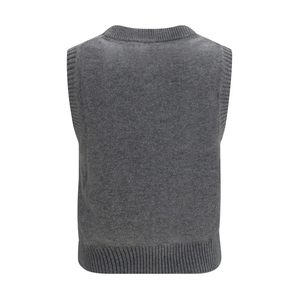 Ganni Gray Wool Oves Aries Sleeveles Sweater