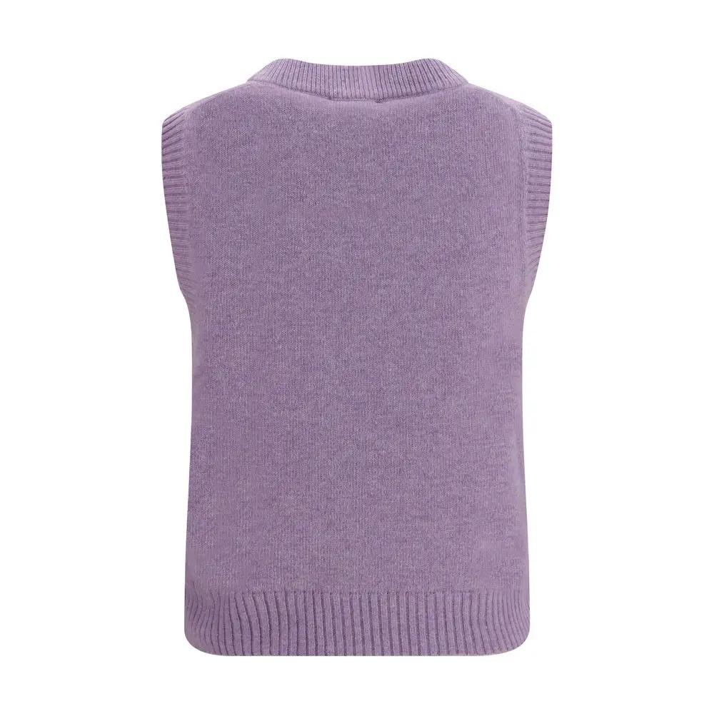 Ganni Gray Alpaca Vicugna Pacos Sleeveles Sweater