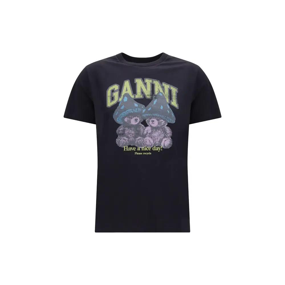 Ganni Gray Cotton T-Shirt