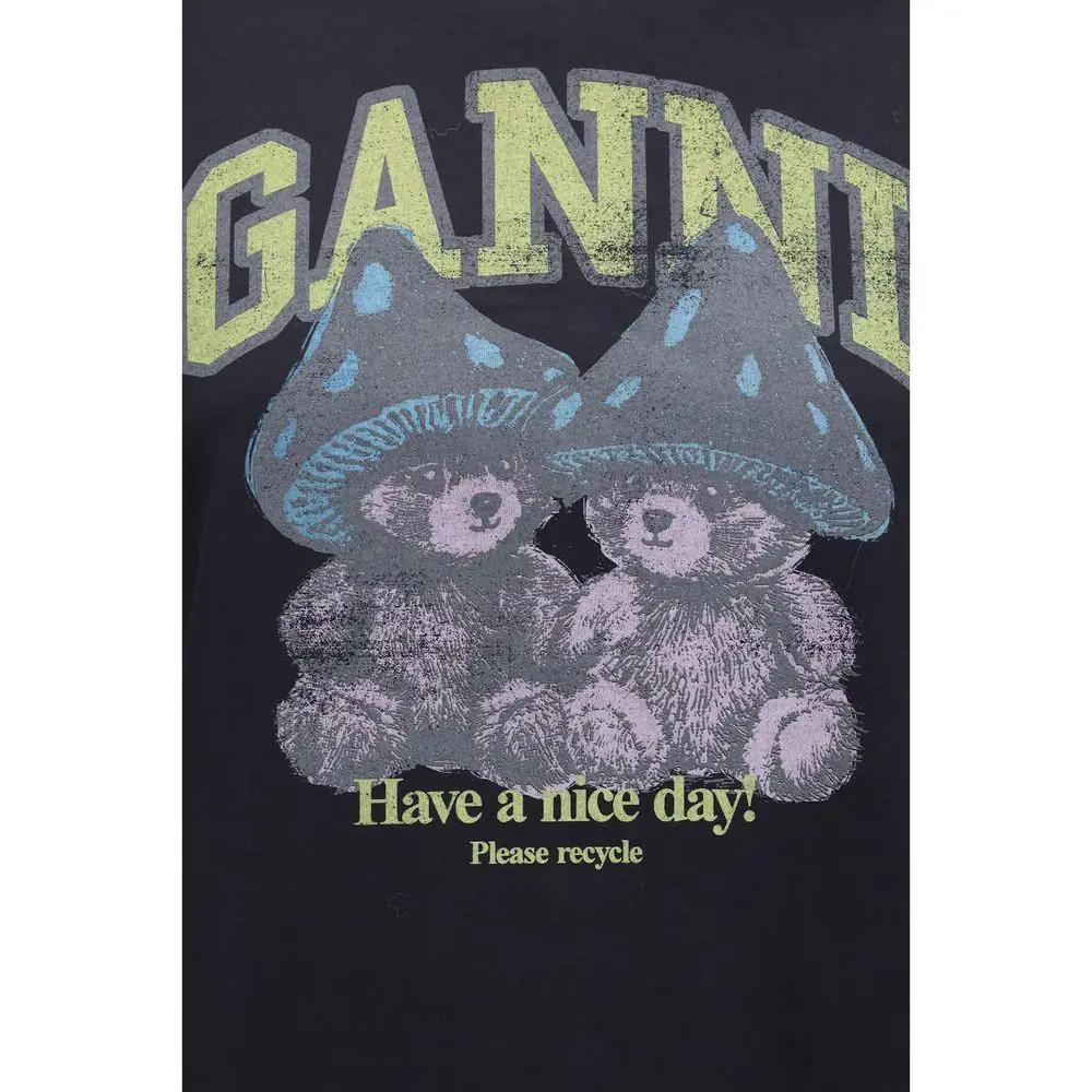 Ganni Gray Cotton T-Shirt