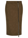 Jupe midi rose en viscose marron