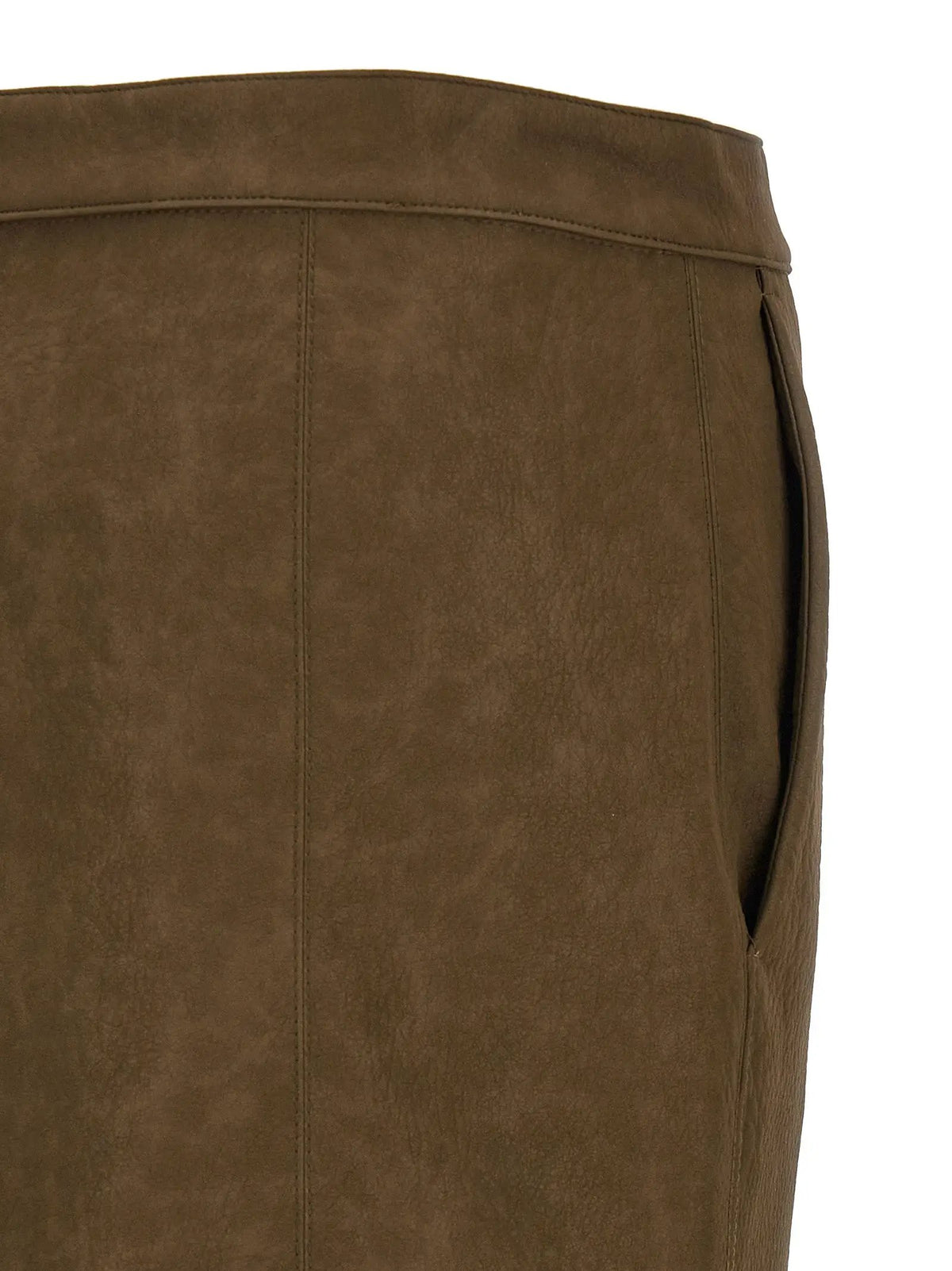 Jupe midi rose en viscose marron