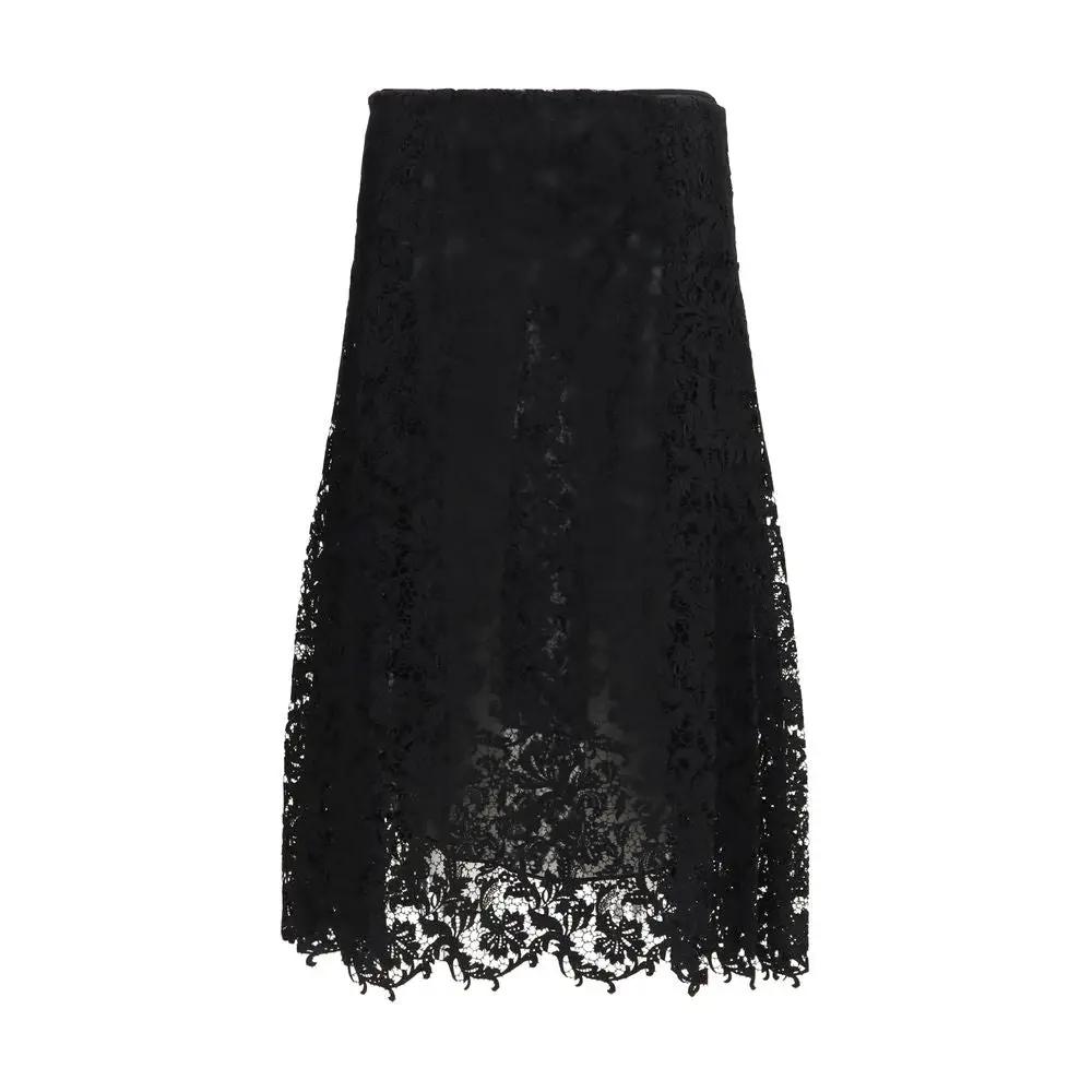 Jupe midi en soie noire Fendi