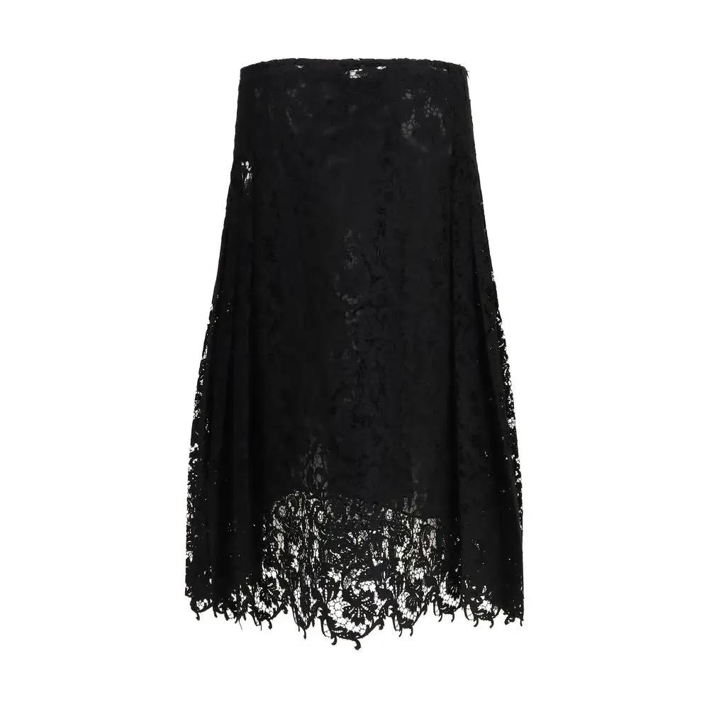 Jupe midi en soie noire Fendi