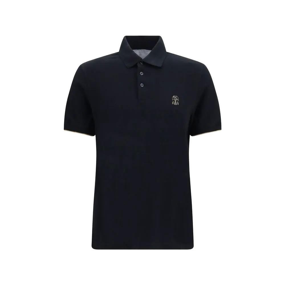 Brunello Cucinelli Black Cotton Polo Shirt