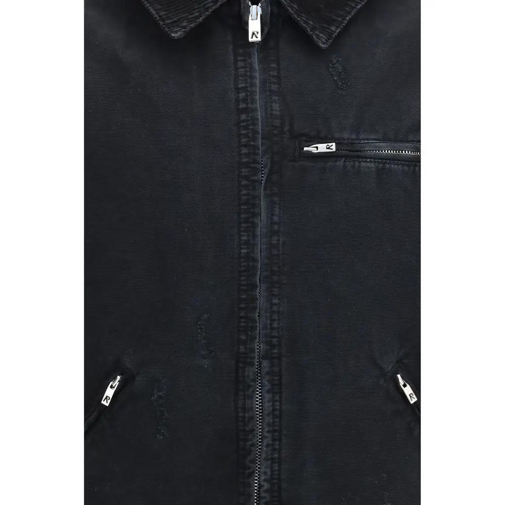 Represent Black Cotton Full-Length Jacket