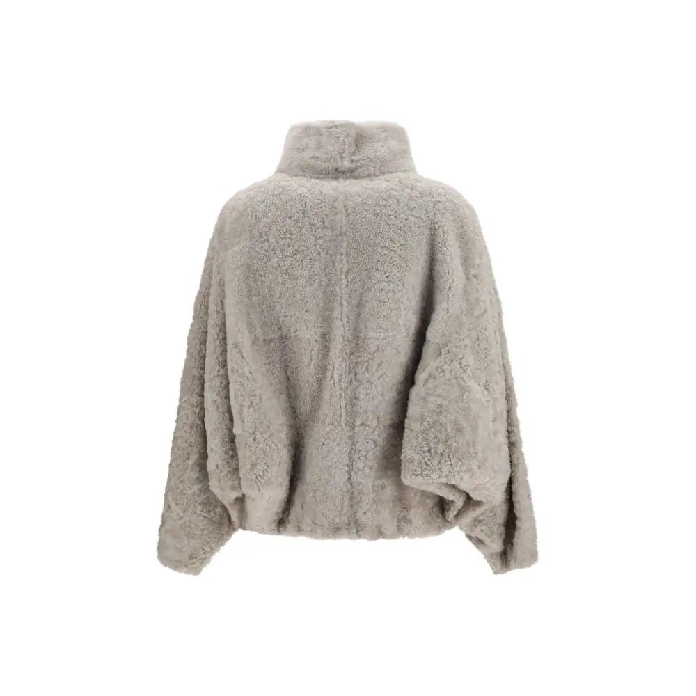 Brunello Cucinelli Brunello Cucinelli Gray Faux Fur Full-Length Jacket