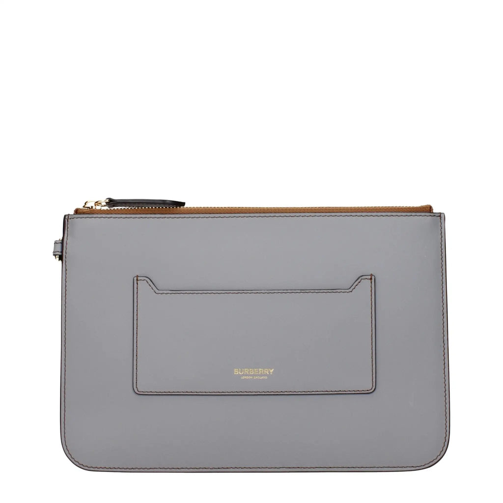 Burberry Burberry Gray Leather Clutch Bag