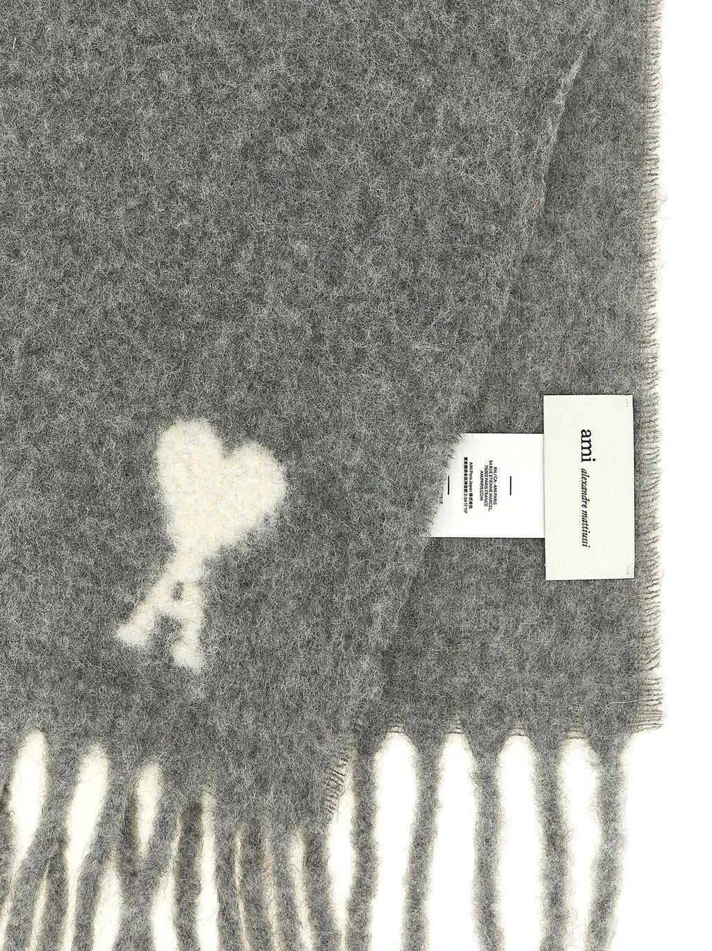 Ami Paris Ami Paris Gray Alpaca Leather Foulard