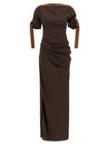 Ferragamo Ferragamo Brown Viscose Long Dress