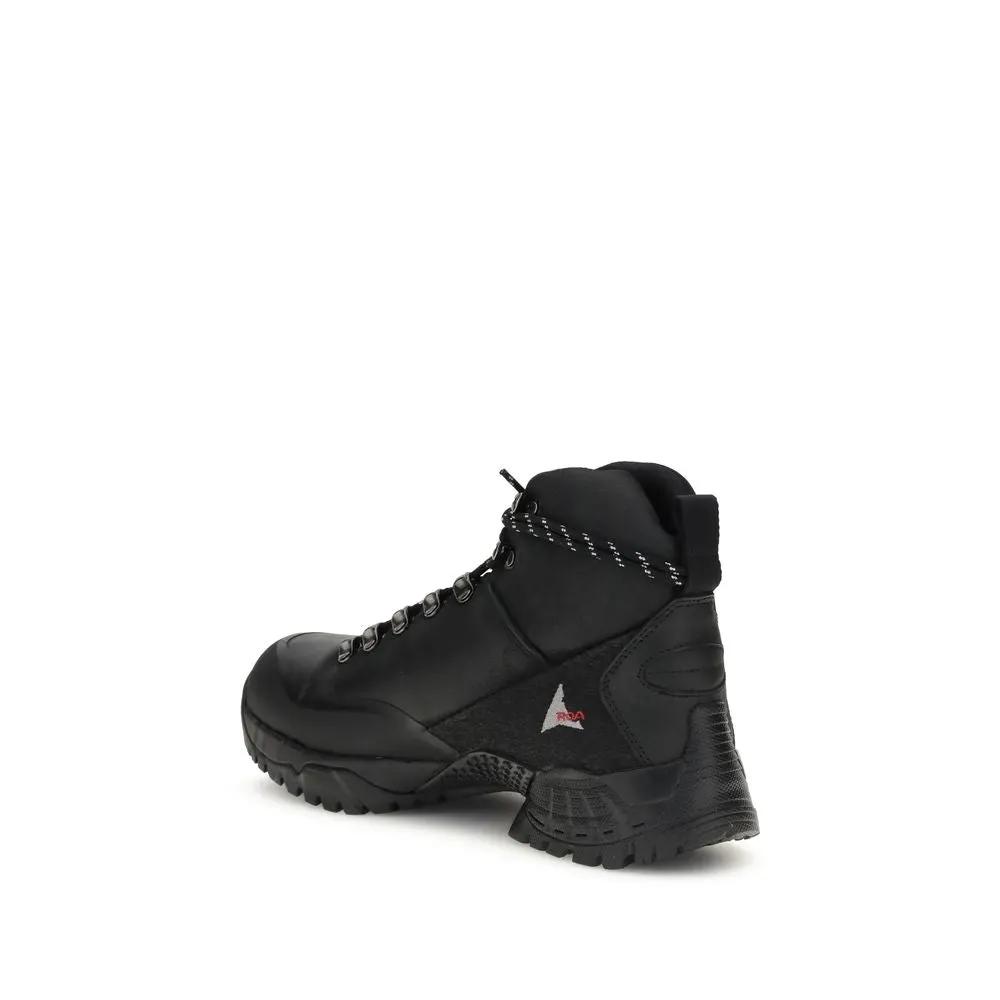 ROA ROA Black Rubber Lace-Up Boots