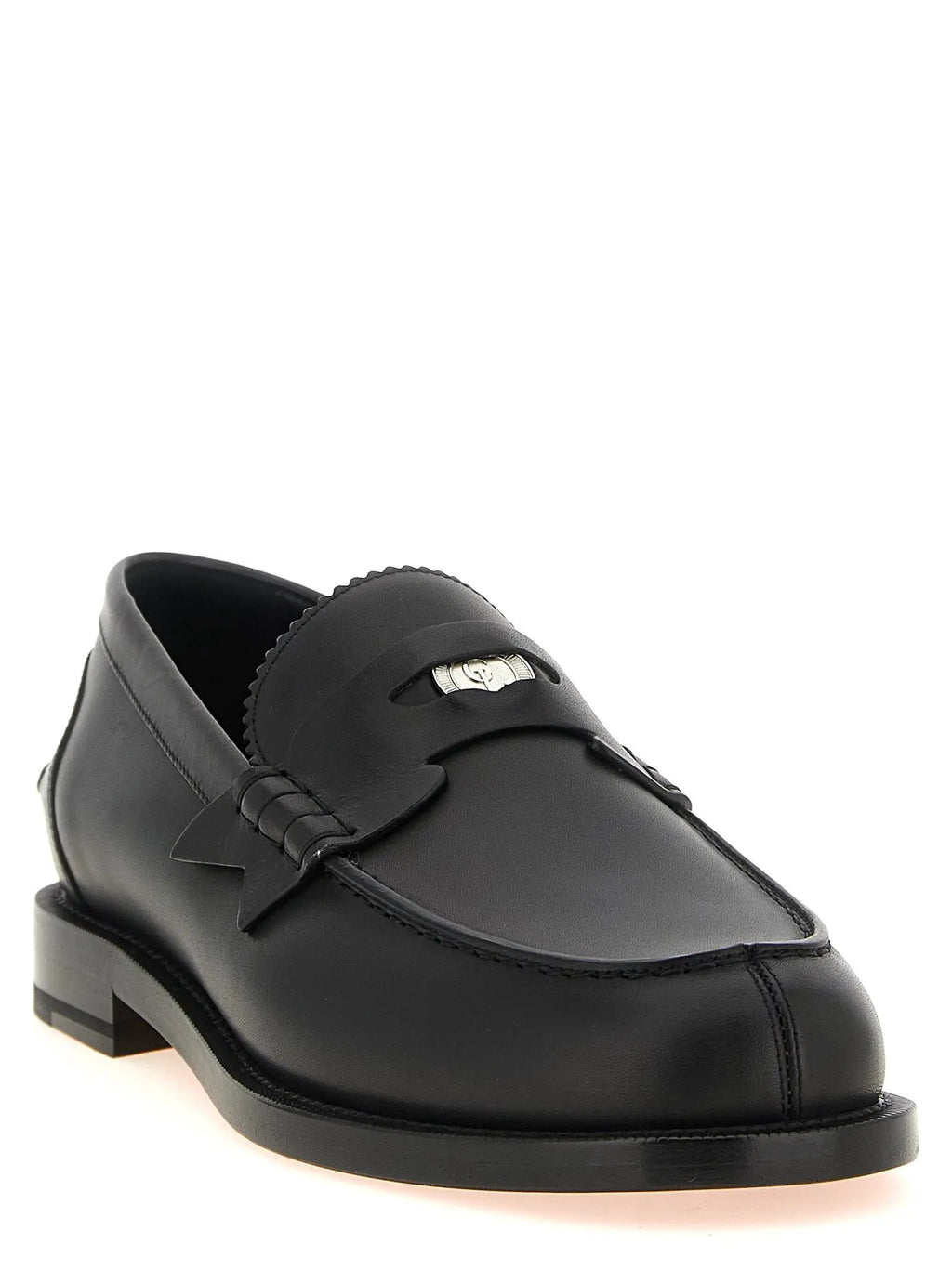 Mocassins à enfiler en cuir de veau noir Christian Louboutin