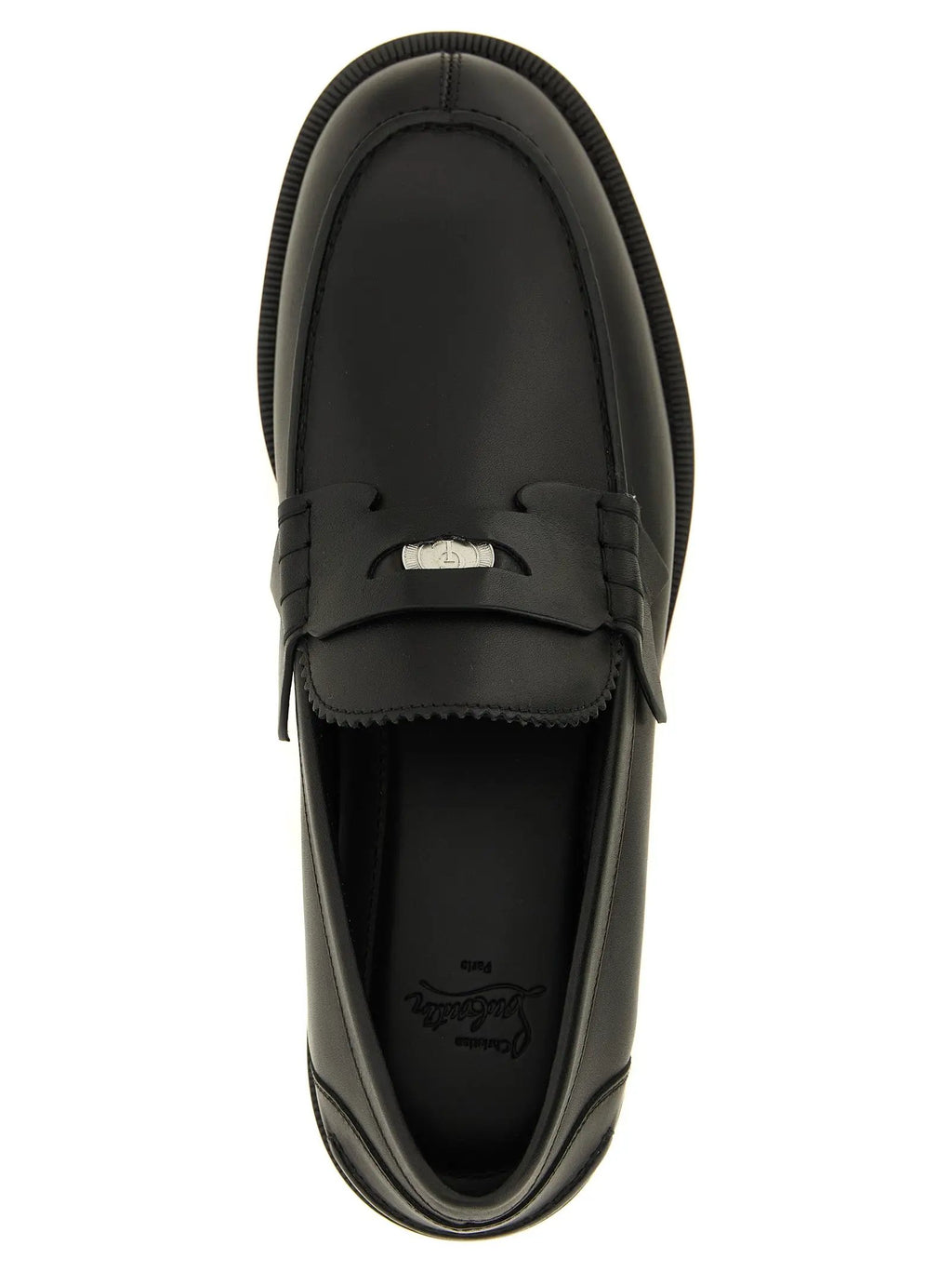 Mocassins à enfiler en cuir de veau noir Christian Louboutin