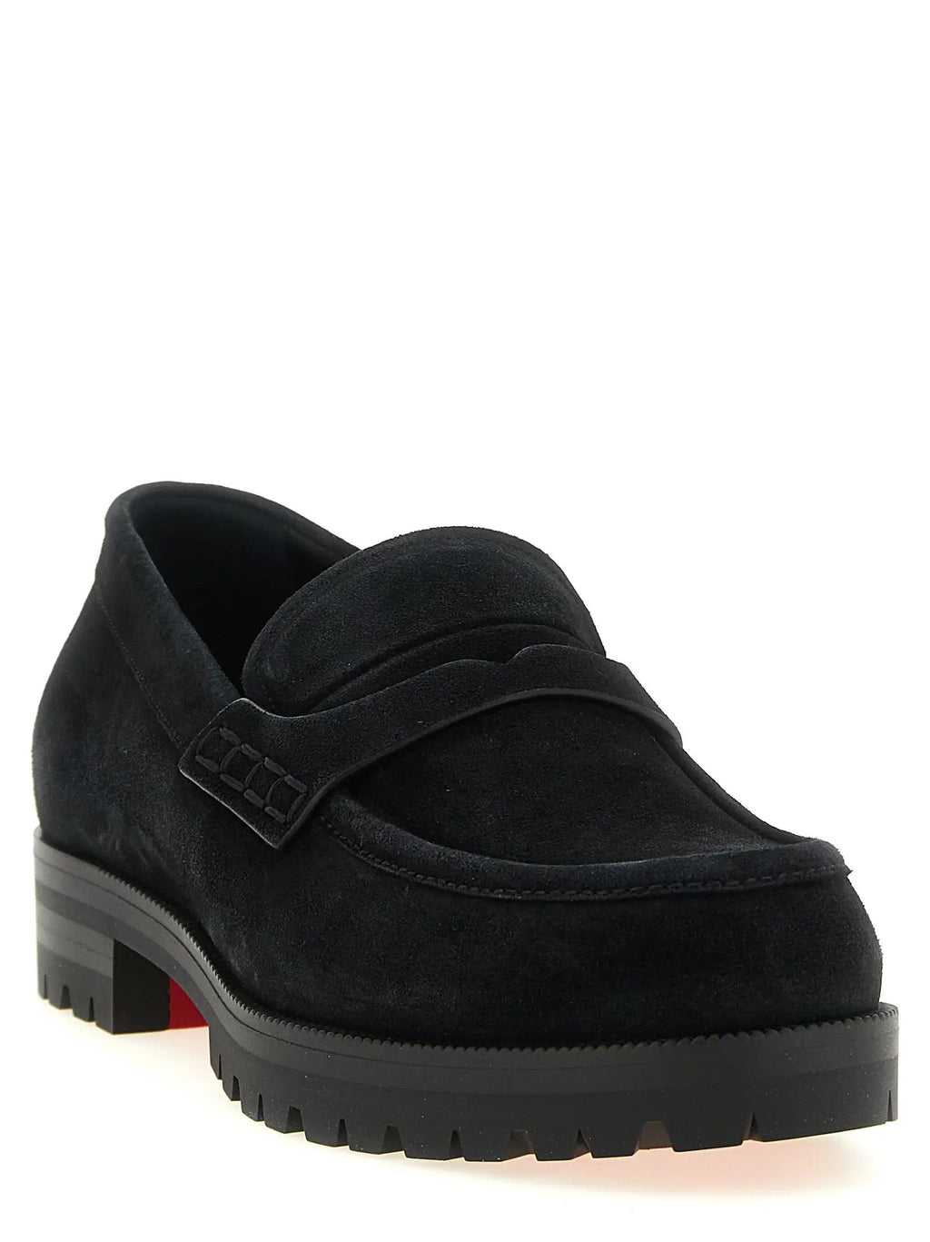 Mocassins à enfiler en cuir de veau noir Christian Louboutin