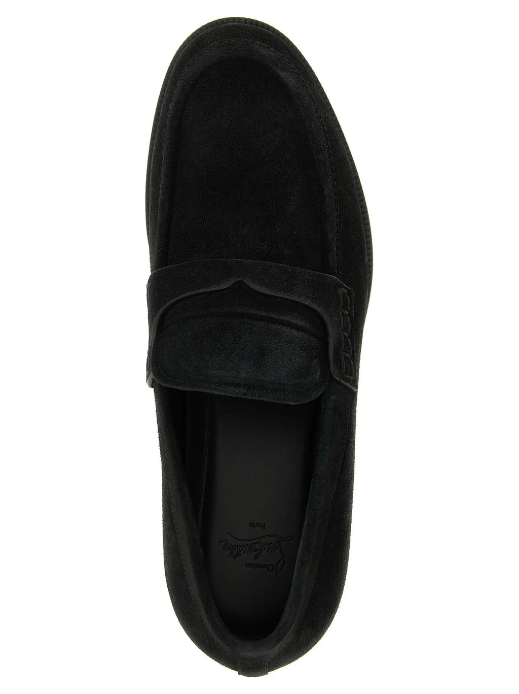 Mocassins à enfiler en cuir de veau noir Christian Louboutin