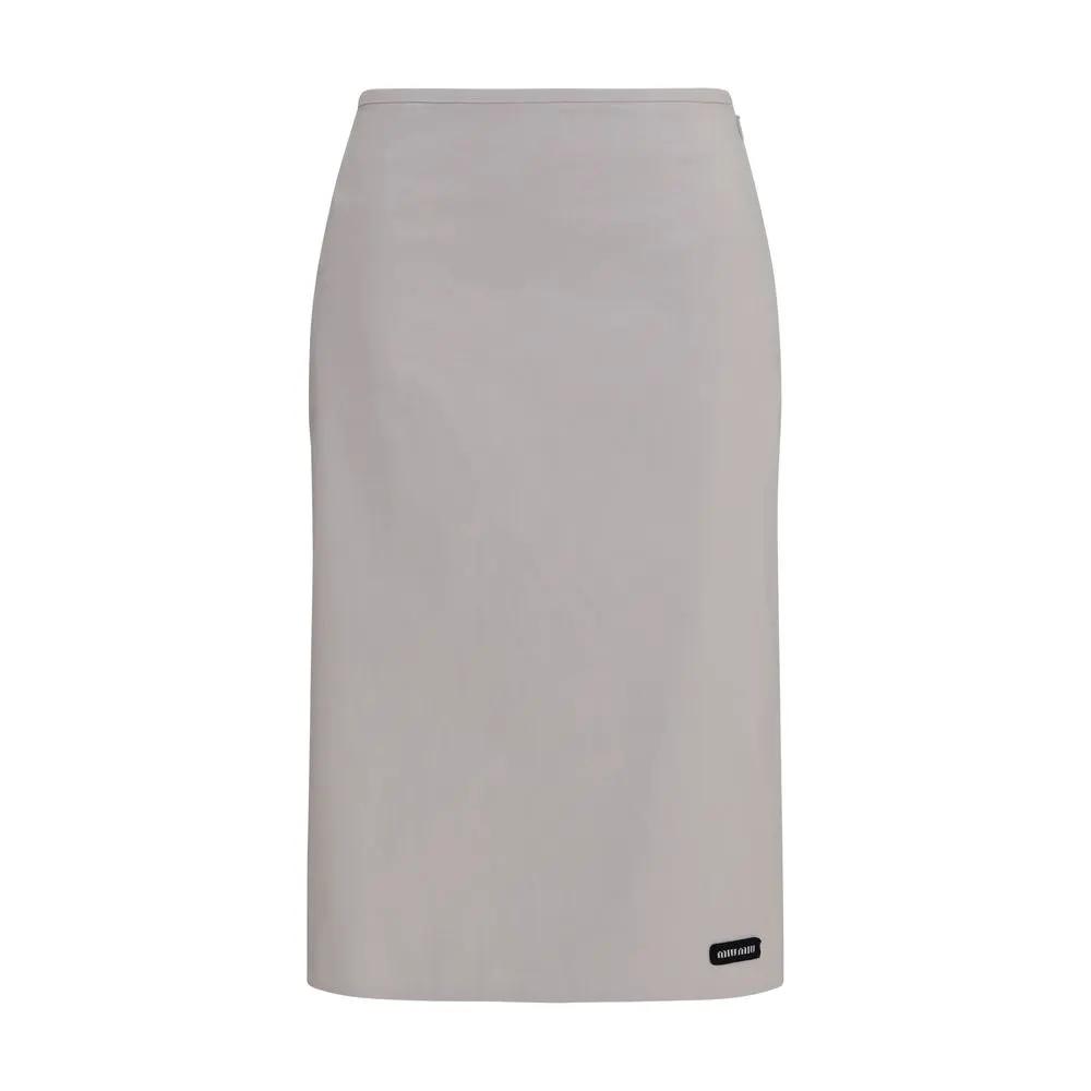 Miu Miu Gray Cotton Midi Skirt