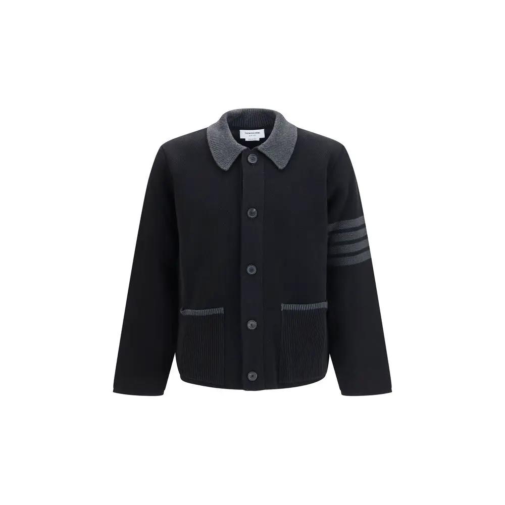 Thom Browne Black Wool Oves Aries Biker Jacket