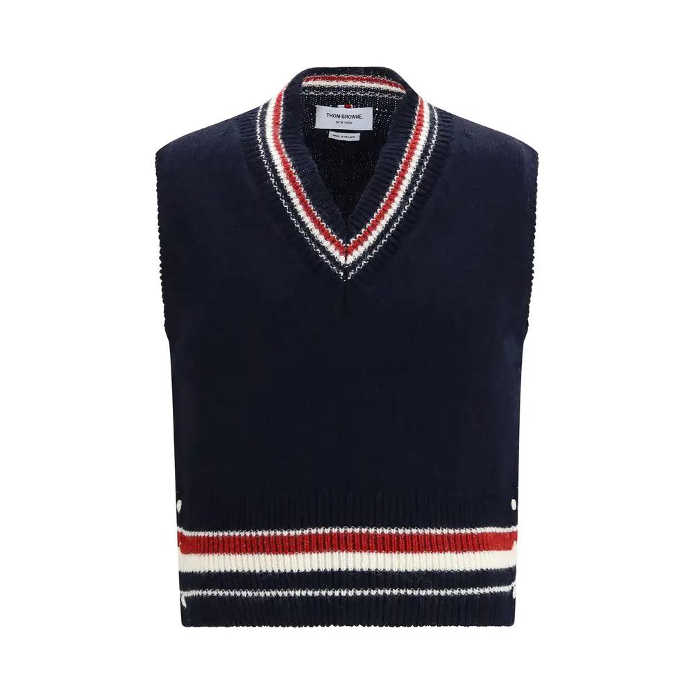 Thom Browne Thom Browne Blue Wool Oves Aries Sleeveles Sweater