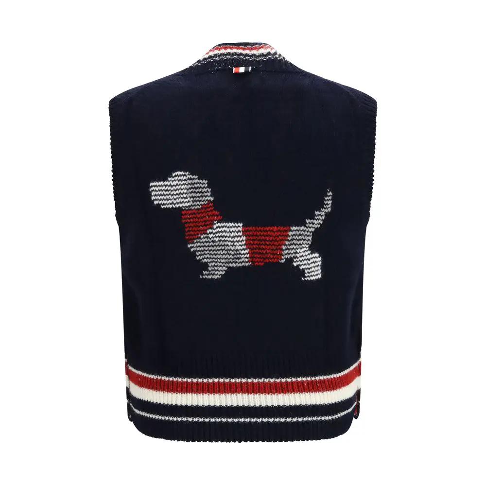 Thom Browne Thom Browne Blue Wool Oves Aries Sleeveles Sweater