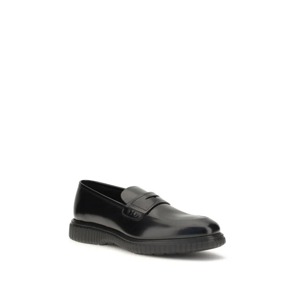 Ferragamo Ferragamo Black Calf Leather Bos Taurus Slip-On Loafers