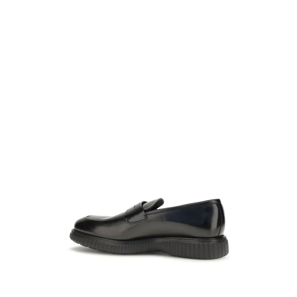 Ferragamo Ferragamo Black Calf Leather Bos Taurus Slip-On Loafers