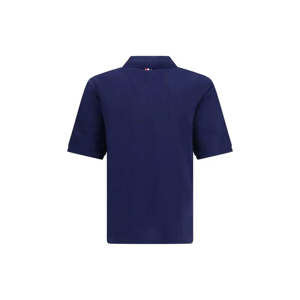 Polo en coton bleu Thom Browne