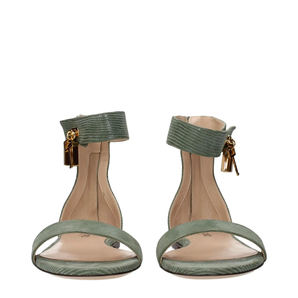 Sandales plates en cuir vert Tom Ford