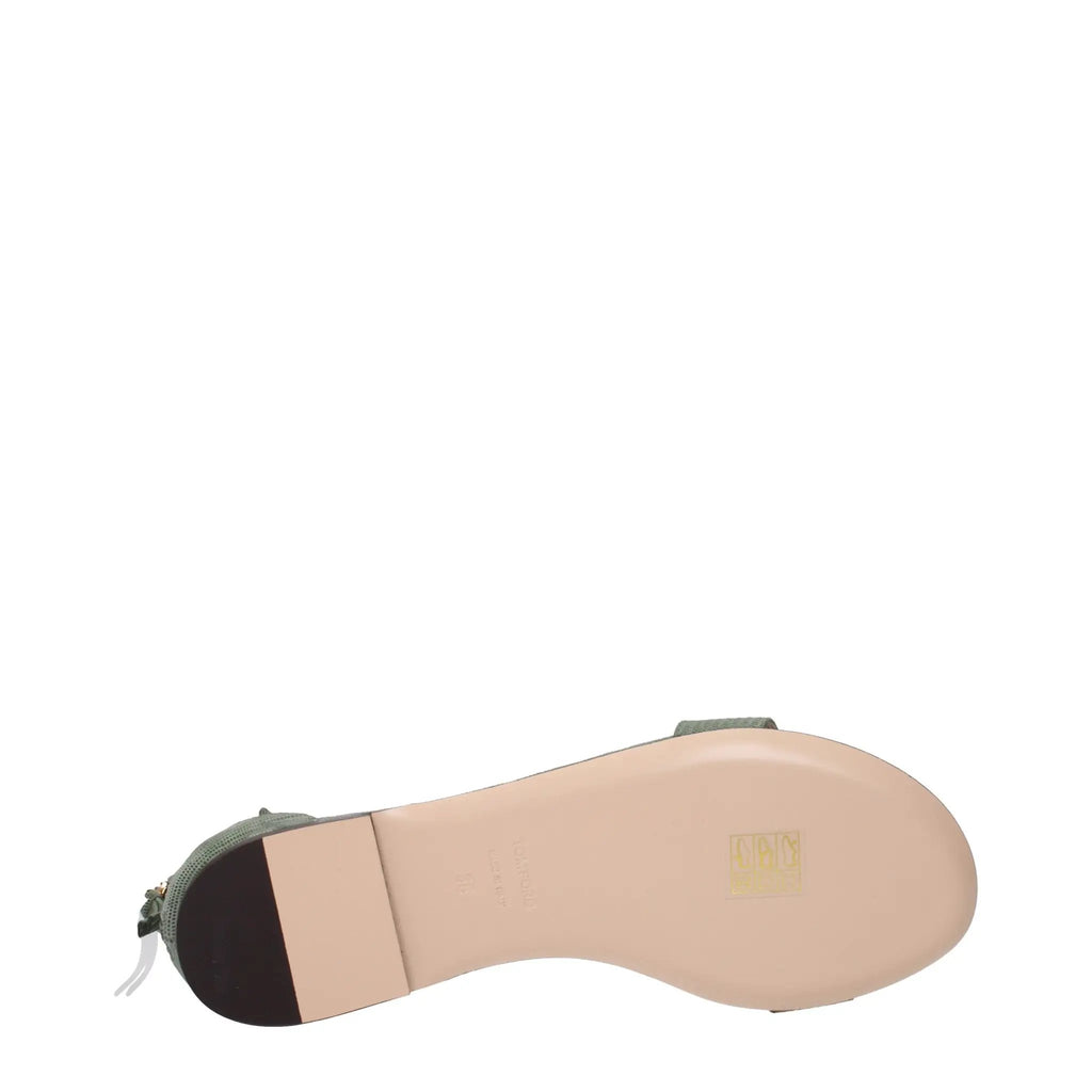 Sandales plates en cuir vert Tom Ford