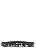 Ceinture classique en cuir de veau noir Christian Louboutin