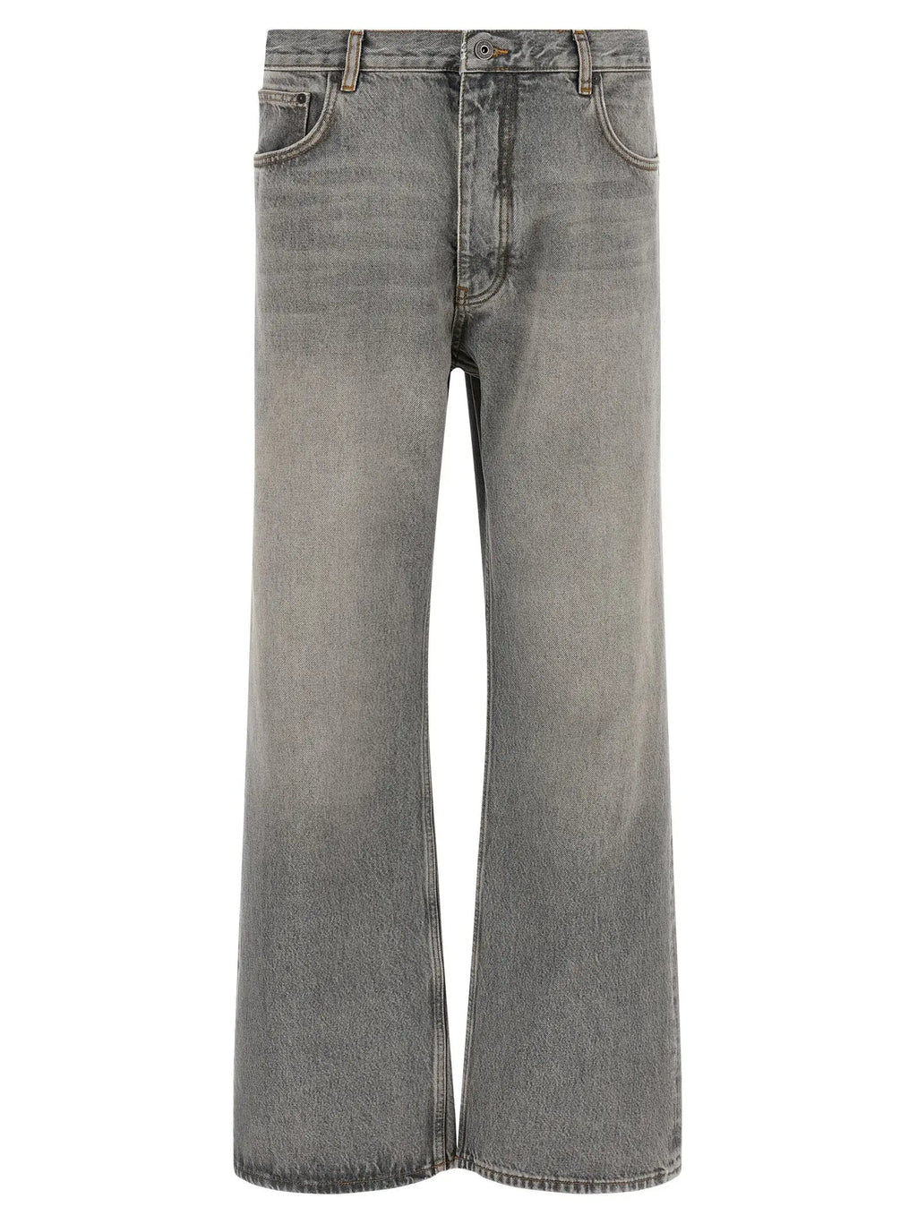 Off-White Gray Cotton Relaxed Fit Jeans