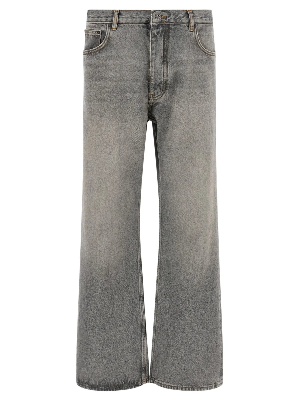 Off-White Gray Cotton Relaxed Fit Jeans