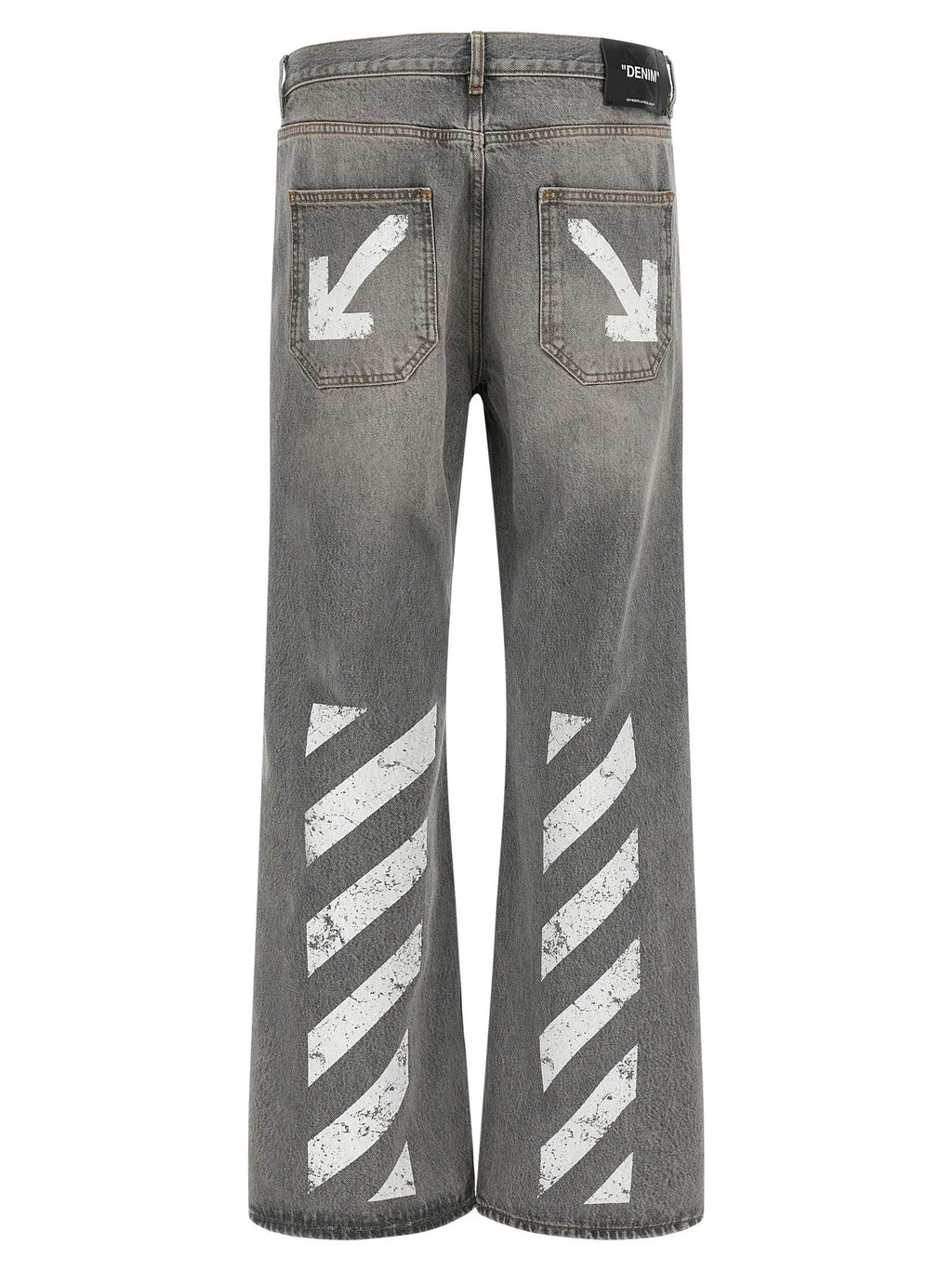Off-White Gray Cotton Relaxed Fit Jeans