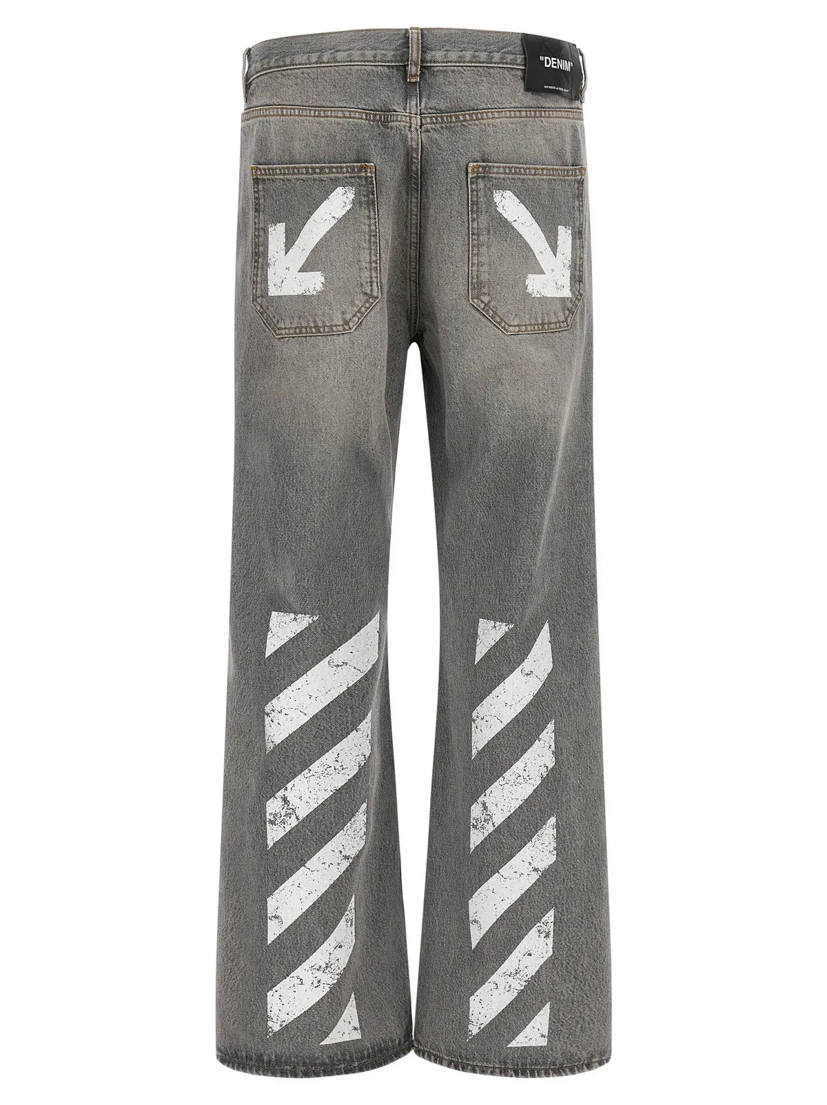 Off-White Gray Cotton Relaxed Fit Jeans