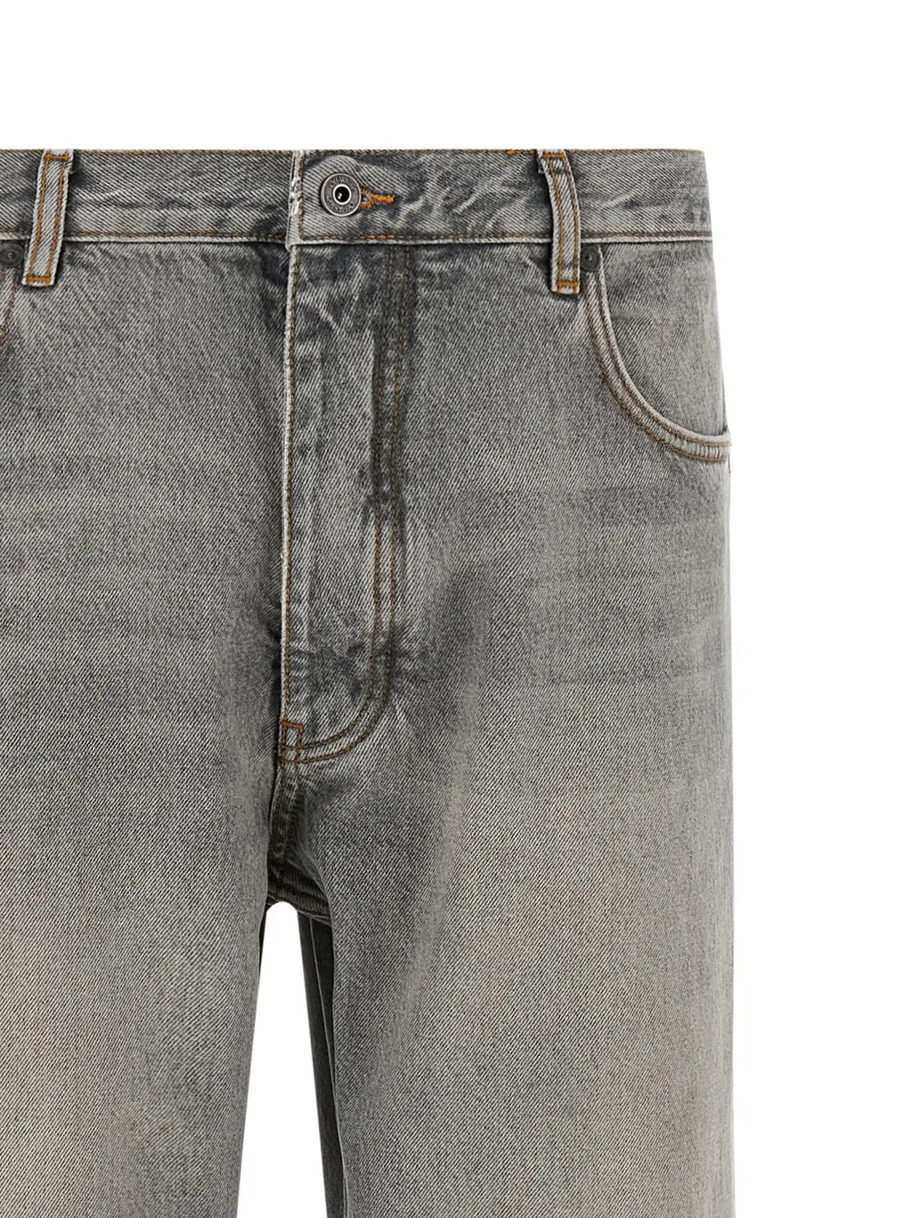 Off-White Gray Cotton Relaxed Fit Jeans