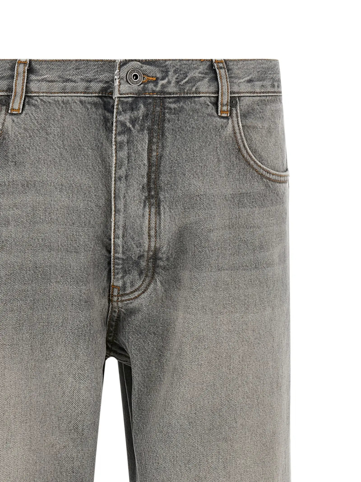 Off-White Gray Cotton Relaxed Fit Jeans