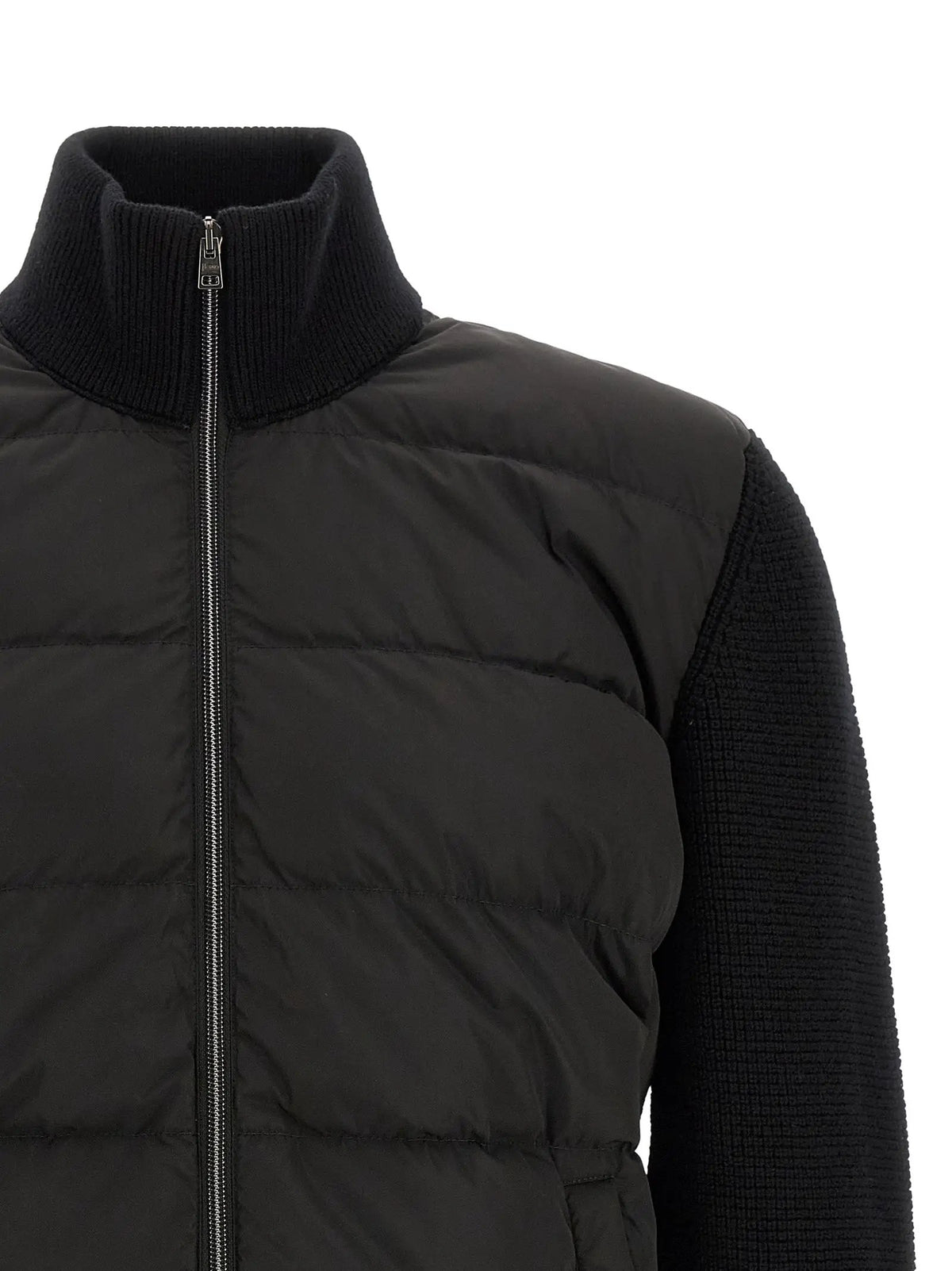 Herno Black Wool Full-Length Jacket
