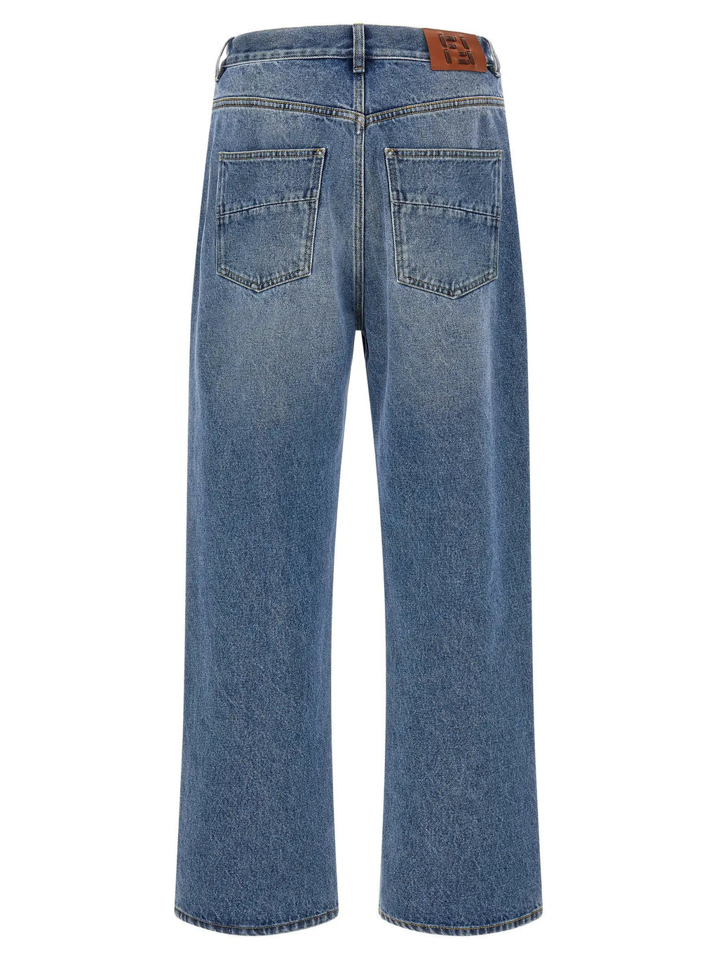 Fendi Blue Cotton Relaxed Fit Jeans