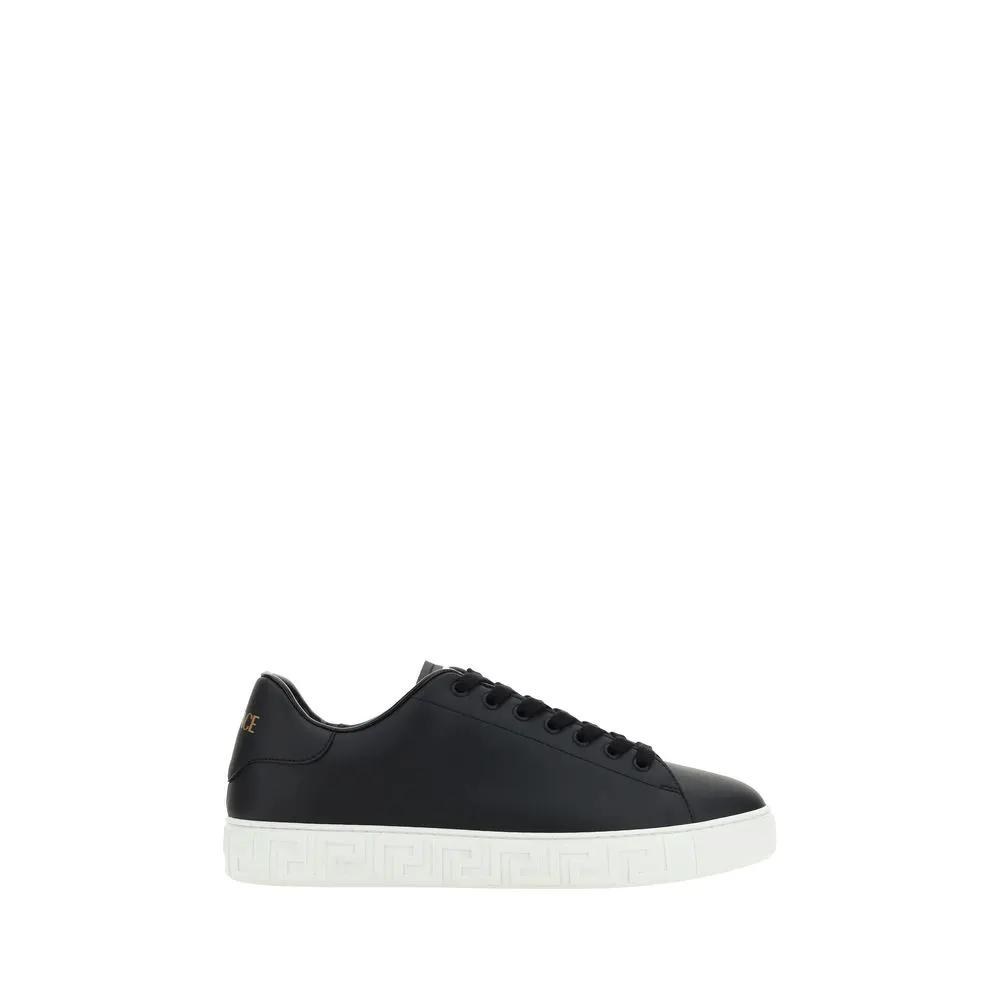 Versace Versace Black Calf Leather Bos Taurus Low Top Sneakers