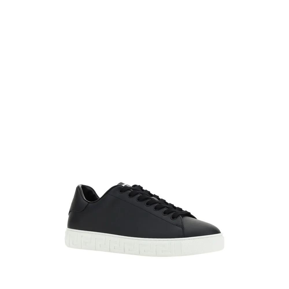 Versace Versace Black Calf Leather Bos Taurus Low Top Sneakers