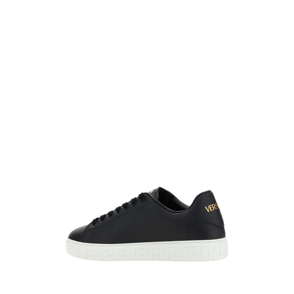 Versace Versace Black Calf Leather Bos Taurus Low Top Sneakers
