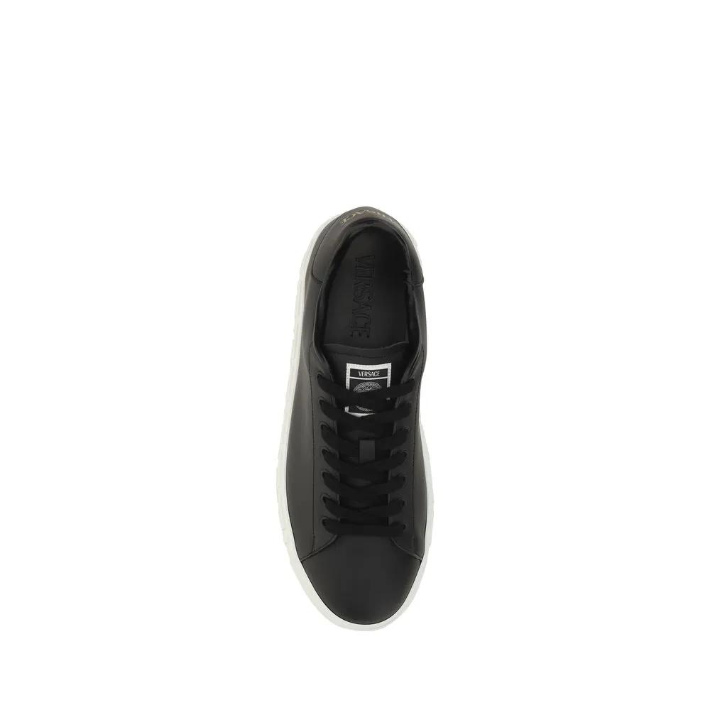 Versace Versace Black Calf Leather Bos Taurus Low Top Sneakers