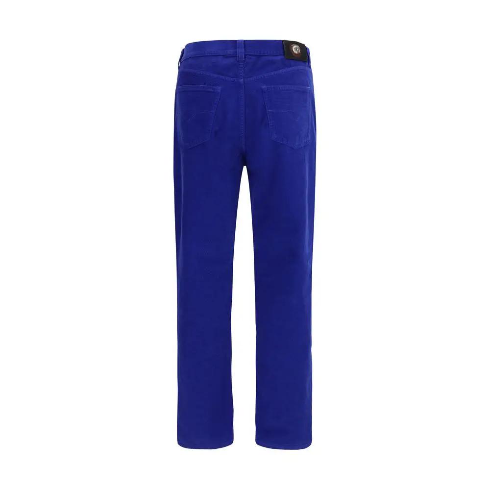 Versace Blue Cotton Straight-Leg Jeans