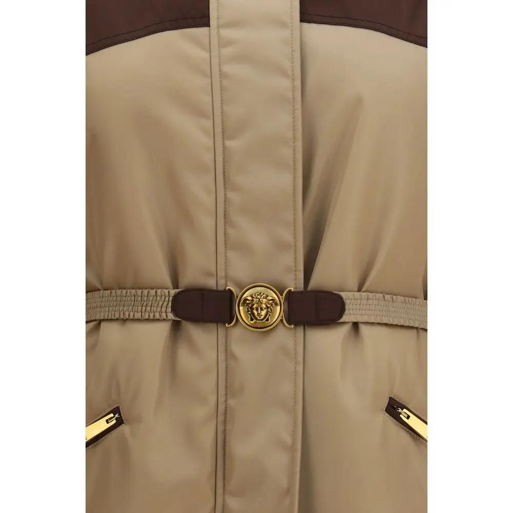 Versace Beige Nylon Full-Length Jacket